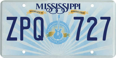 MS license plate ZPQ727