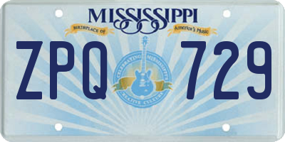 MS license plate ZPQ729