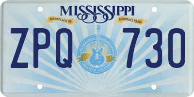MS license plate ZPQ730