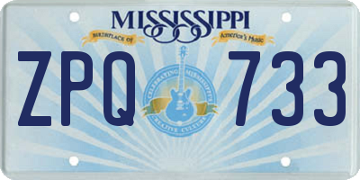 MS license plate ZPQ733