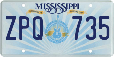 MS license plate ZPQ735