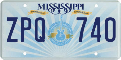 MS license plate ZPQ740