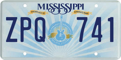MS license plate ZPQ741