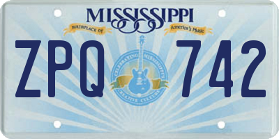 MS license plate ZPQ742