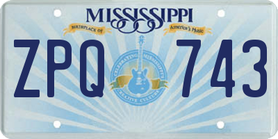 MS license plate ZPQ743