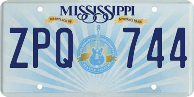 MS license plate ZPQ744