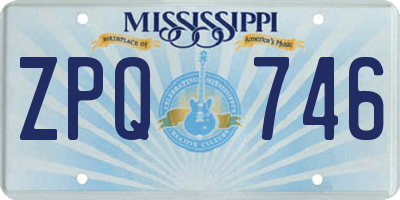 MS license plate ZPQ746