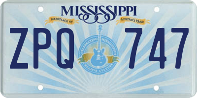 MS license plate ZPQ747