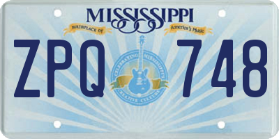 MS license plate ZPQ748