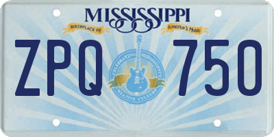 MS license plate ZPQ750