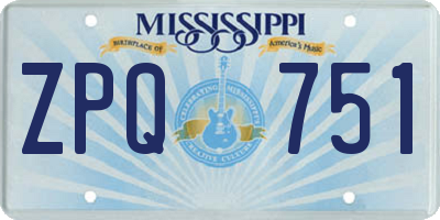 MS license plate ZPQ751