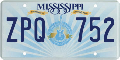 MS license plate ZPQ752