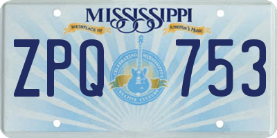 MS license plate ZPQ753
