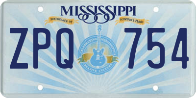 MS license plate ZPQ754