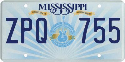 MS license plate ZPQ755