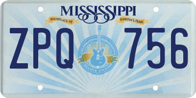 MS license plate ZPQ756