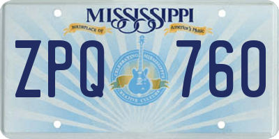 MS license plate ZPQ760