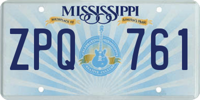 MS license plate ZPQ761
