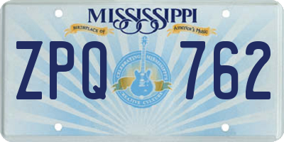 MS license plate ZPQ762