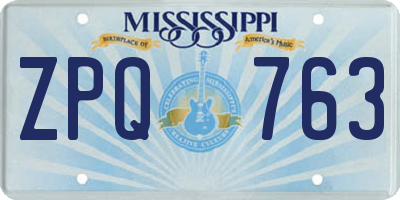 MS license plate ZPQ763