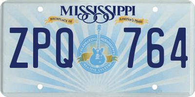 MS license plate ZPQ764