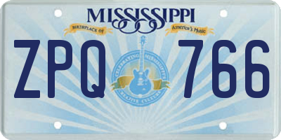 MS license plate ZPQ766