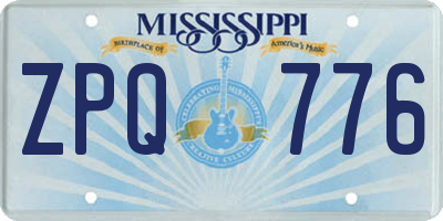 MS license plate ZPQ776