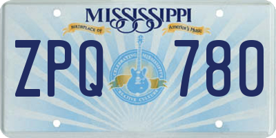 MS license plate ZPQ780
