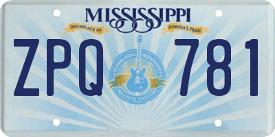 MS license plate ZPQ781