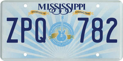 MS license plate ZPQ782