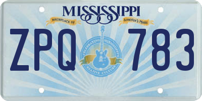 MS license plate ZPQ783