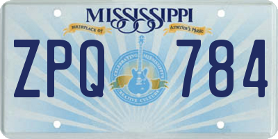 MS license plate ZPQ784