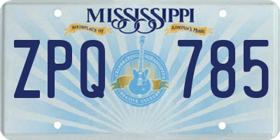 MS license plate ZPQ785