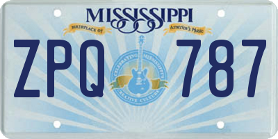 MS license plate ZPQ787