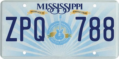 MS license plate ZPQ788