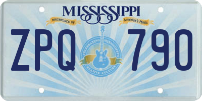 MS license plate ZPQ790