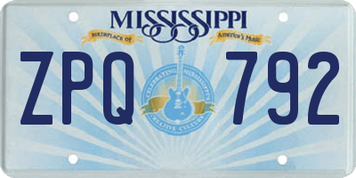 MS license plate ZPQ792