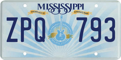 MS license plate ZPQ793