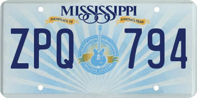 MS license plate ZPQ794