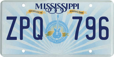MS license plate ZPQ796