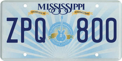 MS license plate ZPQ800