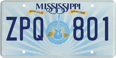 MS license plate ZPQ801
