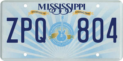 MS license plate ZPQ804