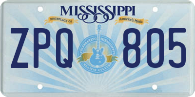 MS license plate ZPQ805