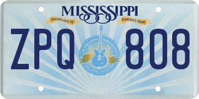 MS license plate ZPQ808