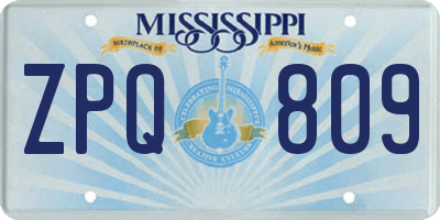 MS license plate ZPQ809