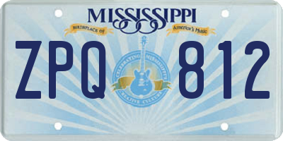 MS license plate ZPQ812