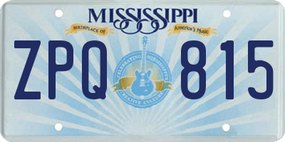 MS license plate ZPQ815