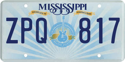 MS license plate ZPQ817