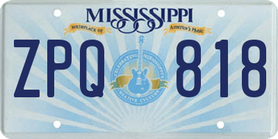 MS license plate ZPQ818